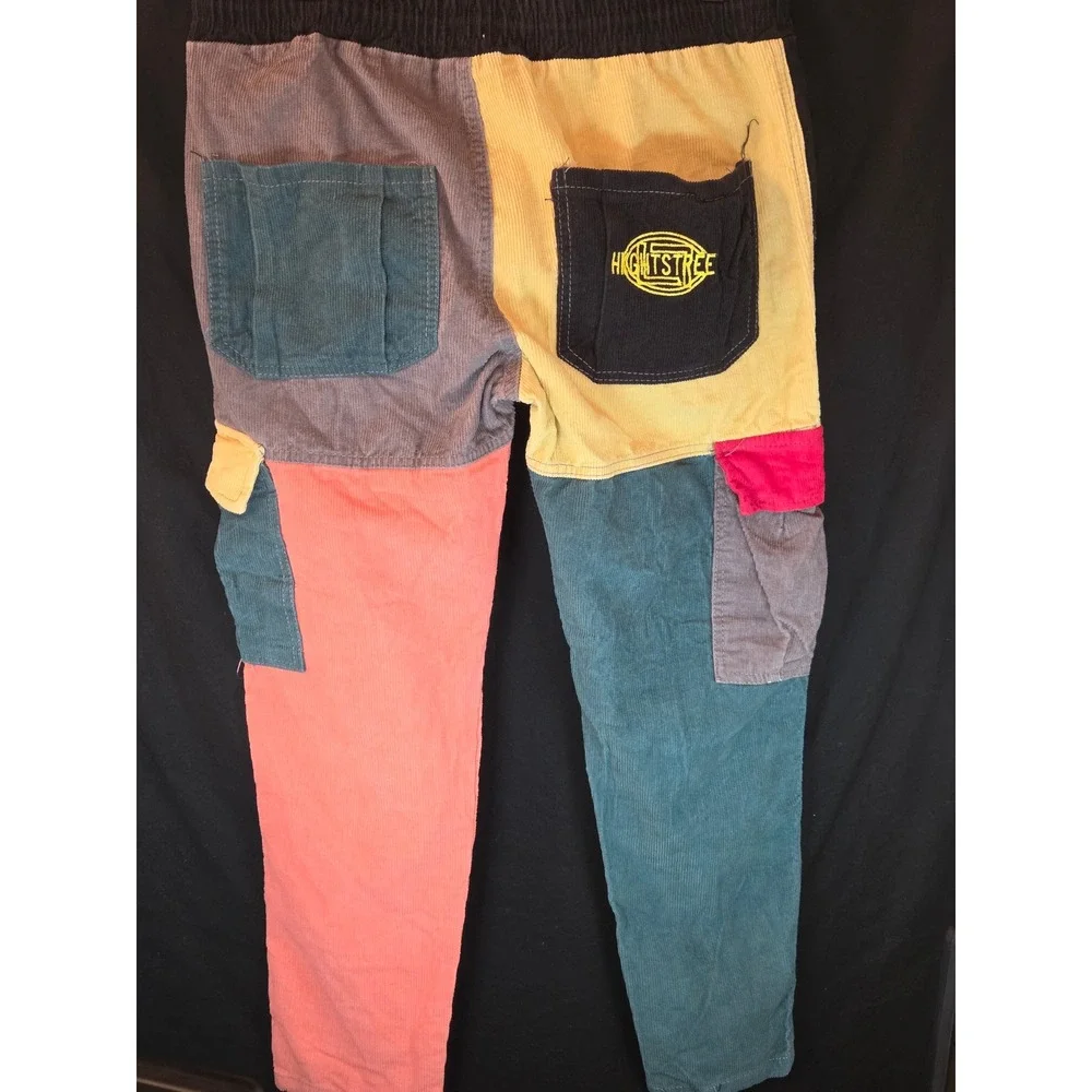 Stussy x kclot Corduroy Color Block Pants Mens Drawstring Pockets Multicolor - Picture 8 of 11